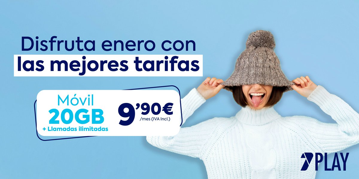7PlayOficial's tweet image. Tu tarifa #móvil al mejor precio😊
📱20GB con llamadas ilimitadas por solo 9,90€/mes (IVA Incl.). 
¡Ven a 7Play!🤗
.
.
.
#7Play #móvil #tarifa #gigas #datos #llamadas #hablar #conexión #internet #oferta #promoción #ahorro #operador #disfrutar #enero #precio