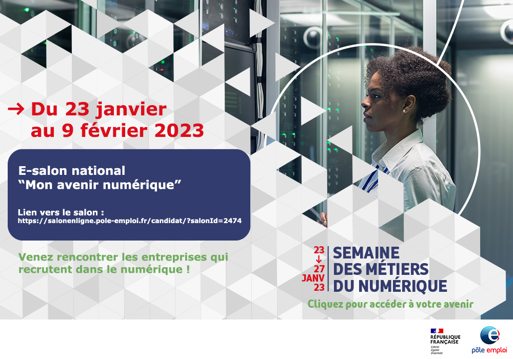 FTravail_PDL's tweet photo. |📆23-27 janvier Semaine des métiers du #numérique| 
📢Vous êtes une Entreprise de Services Numériques, une #DSI, une #startUp…
Pôle #emploi organise un salon en ligne❗️national❗️

➡️Inscription https://t.co/zSqqYoOrxz https://t.co/NktsoX4DXH