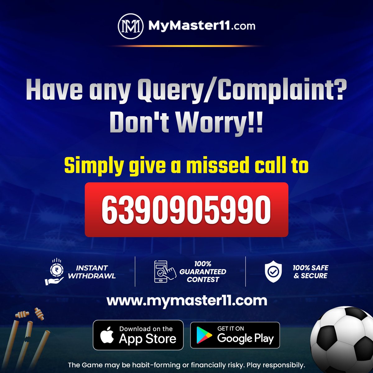 Hey users, if you face any kind of challenge, please feel free to connect with us.
Simply give a misscall to 6390905990
.
#mymaster11 #mm11 #customerservice #customersupport #fantasycricket #fantasygames #fantasycricketapp #Harmanpreetkaur #harleendeol #24x7support