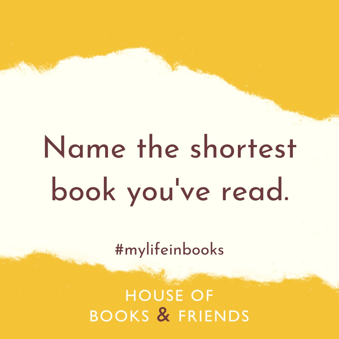Books_n_friends's tweet photo. Every week we'll post a bookish prompt. If you answer each one, you'll build up a picture of your life in books.
This week, we'd like to know what the shortest book you've read is.
#mylifeinbooks https://t.co/qKflHId14r