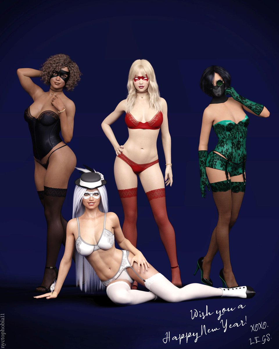 Nyctophobia11S's tweet photo. Wishing all my watchers (and whoever stumbles up this!) a #HappyNewYear! :) 
Hope you have a great year ahead! :) 

#Magika, #SilverSentinel, #VictoryGal, and #TheButterfly are my OCs. 
Maybe this year, I'll learn how to pose groups convincingly ^^; 

#lingerie #daz3d #3dart https://t.co/aMmvoLBv0A