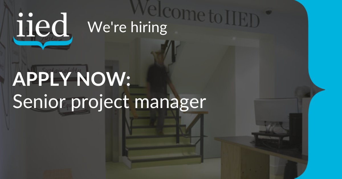 IIED's tweet photo. WE'RE HIRING: Senior project manager --> https://t.co/YMw7C0VpWn

This part time role will support the delivery of projects across our food systems and inclusive blue economy programmes. Find out more and apply by 17 January. https://t.co/Yv5Obv4YQ9