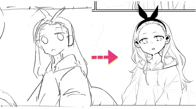 時間節約で下書きすっ飛ばしてネームの上からペン入れしてる😌だいぶ節約になる☺️ 