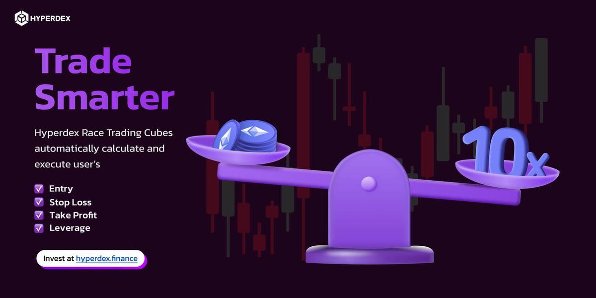 Choose a directional position and let #Hyperdex Race Trading Cubes do the rest ⚙️

Race Trading Cubes automatically calculate and execute a user’s: 
✅Entry 
✅Stop Loss 
✅Take Profit 
✅Leverage 

Invest now at hyperdex.finance 🟪