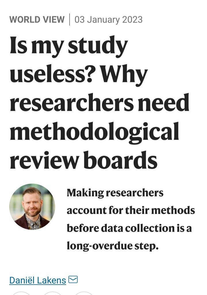 Daniël Lakens (@lakens) on Twitter photo New World View article out in Nature, where I argue for methodological review of research proposals before data collection. nature.com/articles/d4158… New World View article out in Nature, where I argue for methodological review of research proposals before data collection. nature.com/articles/d4158…