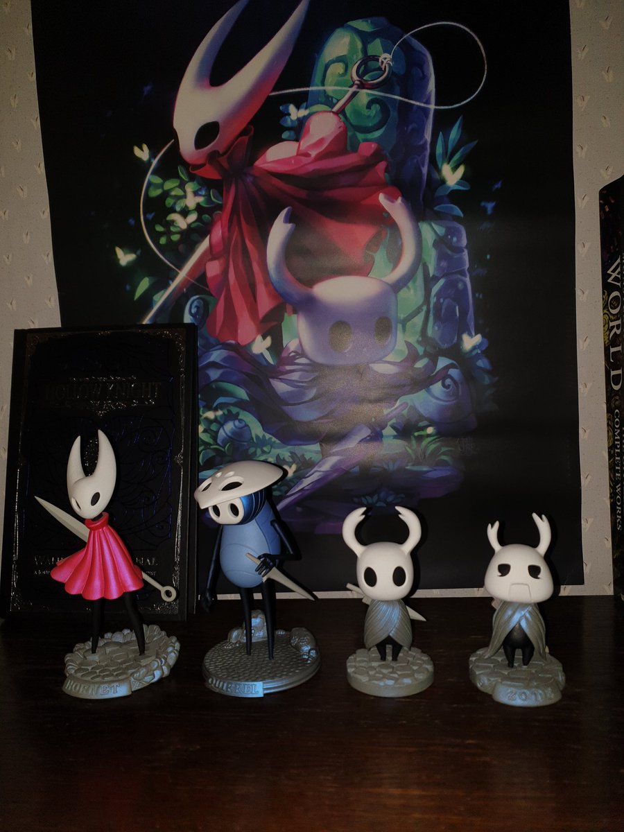 My wife got me a handcrafted Quirrel figure as a late Christmas present, I'm so happy! The details on these are so good. Now the whole squad is here!