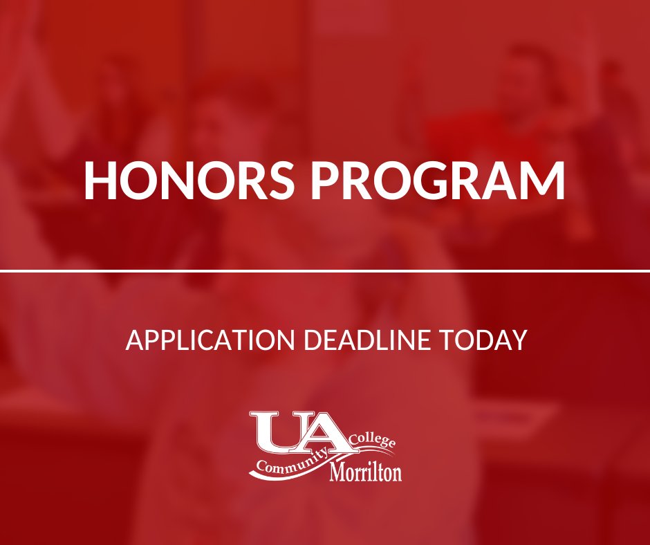 Students, the deadline to apply to the UACCM Honors Program is TODAY. Applications are available for incoming, current, and transfer students of UACCM.
For more information about the program and to apply, visit uaccm.edu/student/honors…