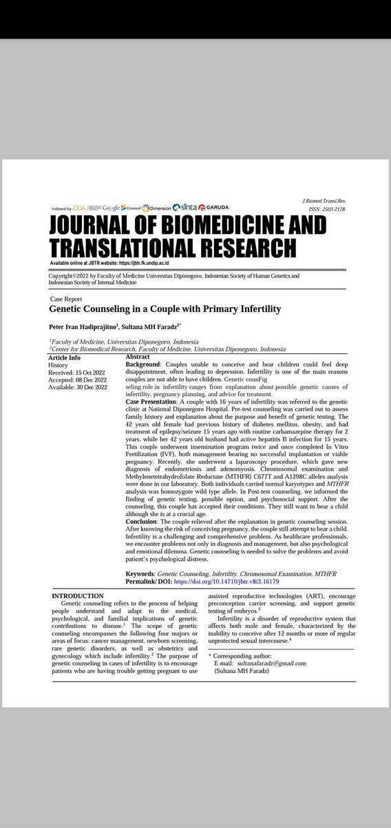 Finally published my 1st journal about Genetic Counseling ☺️

ejournal2.undip.ac.id/index.php/jbtr…

#Genetics #geneticcounseling