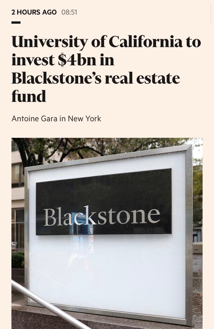 aldatweets's tweet photo. Just days after the UC settled a grad worker strike whose main issue was massive rent burdens, the UC is investing billions in one of the world’s most hated real estate companies. 🤦🏻‍♂️ https://t.co/pMAfzoqkJ8
