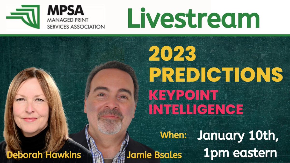 Only one week left till our 2023 prediction Livestream with <a href="/KeypointIntel/">Keypoint Intelligence</a> RSVP today: lnkd.in/gVZmDBrN

#managedprintservices #livestream #2023ready