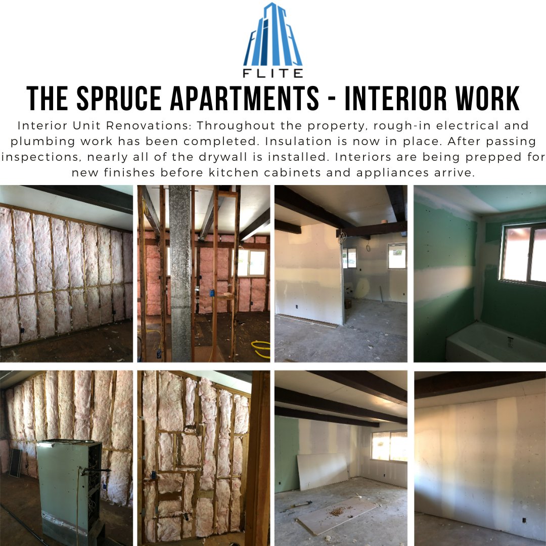 FliteInvest's tweet photo. Interior Unit Renovation Workflow: 

- Demo
- Rough-in electrical and plumbing
- Pass inspections
- Insulation
- Drywall
- Interiors finishes
- Kitchen cabinets
- Appliances
- Rent at market rate
- Increase property value
- Repeat

#realestate #investment #syndication https://t.co/5uqhO7pbtT