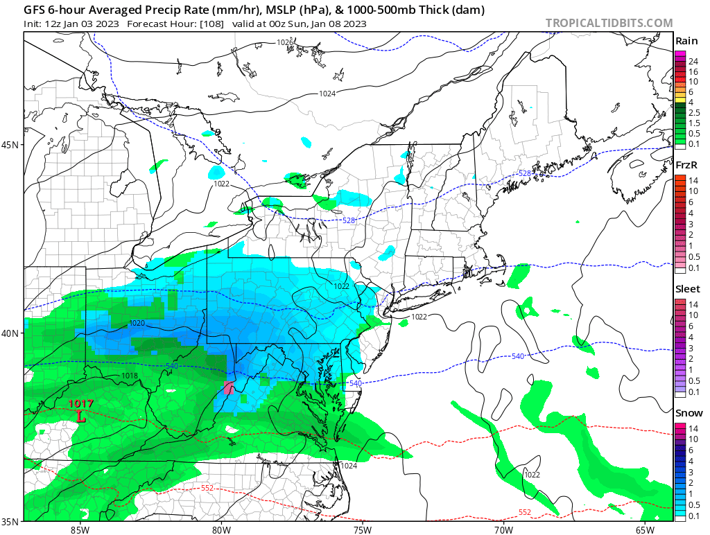 TonyPannWBAL's tweet photo. Well...things are looking a little more interesting for this weekend! 👇 Little storm will travel West to East right along the "bottom edge" of the cold air on Saturday. And yes, it can snow when the temp is above 32! Stay tuned...❄️🚂 https://t.co/i1rKyQ4KfO