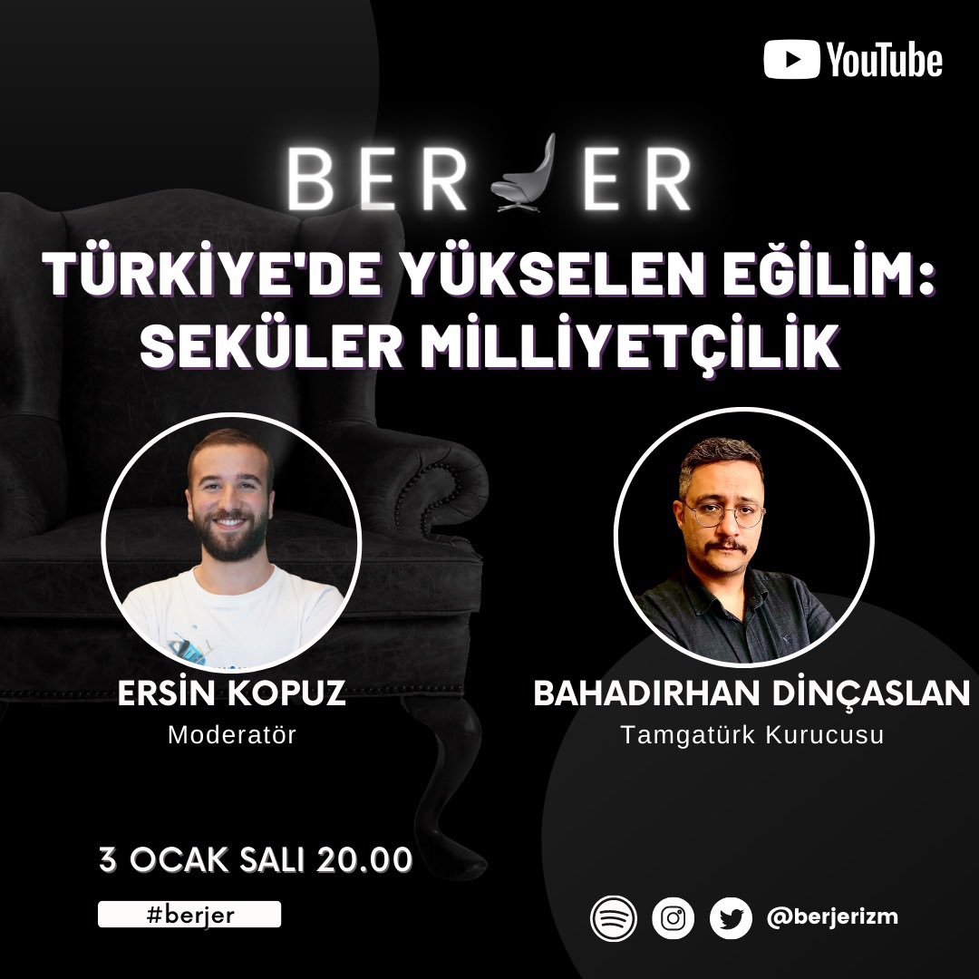 ersinkopuz's tweet image. Bu akşam saat 20.00’de #Berjer programında Seküler Türk Milliyetçiliğini konuşacağız. Bahadırhan Dinçaslan ile hem tarihsel açıdan konuyu ele alacak hem de güncel gelişmeleri değerlendireceğiz. 
@bdincaslan1 @TamgaTurk @berjerizm 

Yayın :youtube.com/watch?v=JUNBUL…