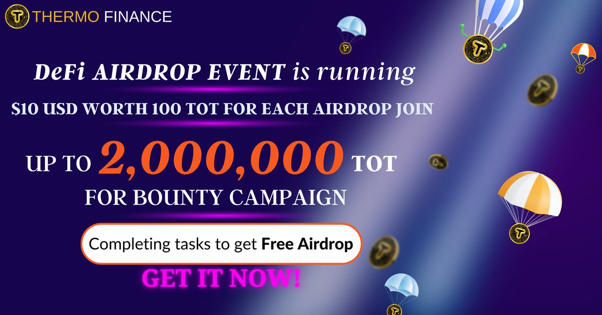 Thermo_Token's tweet photo. Complete the airdrop session. It only takes a few minutes and gets you 30 dollars in tokens for free. Every day 1000 airdrop participants will get this chance.

Airdrop Link: https://t.co/HbUAMS4pAe 
Telegram https://t.co/4VS9ZJy2W4
https://t.co/hmvHRC8qeu https://t.co/8rcbfSxmrX