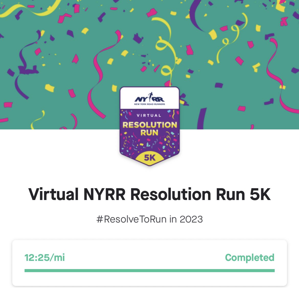hirokonishimura's tweet photo. Completed! 🚀 #5k #resolvetorun #nyrr #virtualnyrr5k https://t.co/e52n112Pex