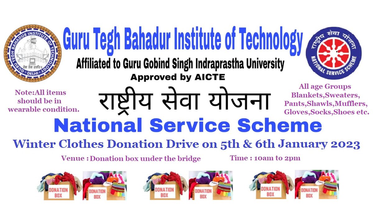 Gtbitnss's tweet photo. "Winter Clothes Donation Drive on 5th &amp; 6th January 2023" https://t.co/jW7DpNoRHy
