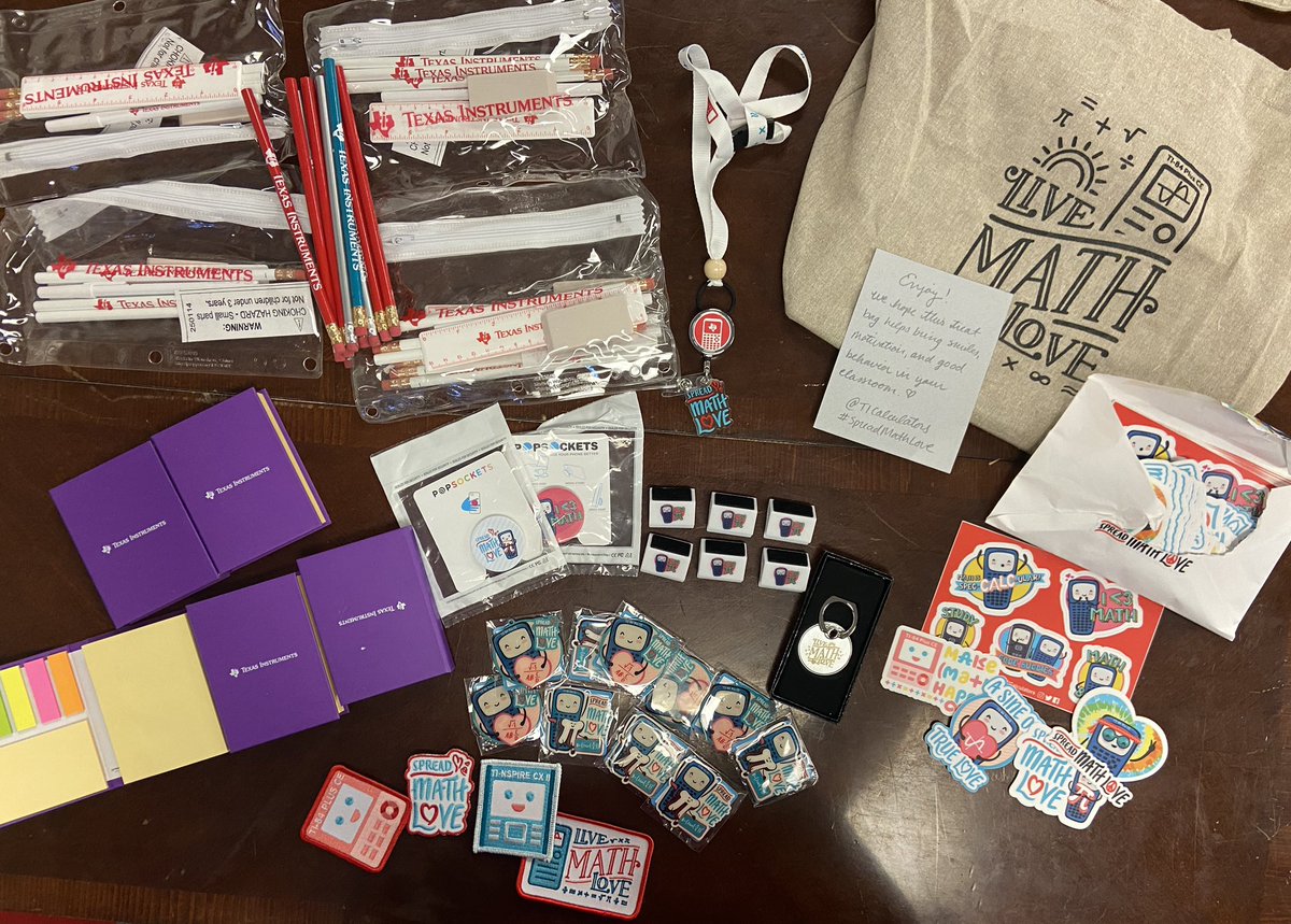 mrs_b_green's tweet photo. Y’all, this came in today from @TICalculators, and this math geek is loving some #MathSwag!!! Thank you so much!!! I will be spreading some math love, for sure! https://t.co/XlYroyjEhv
