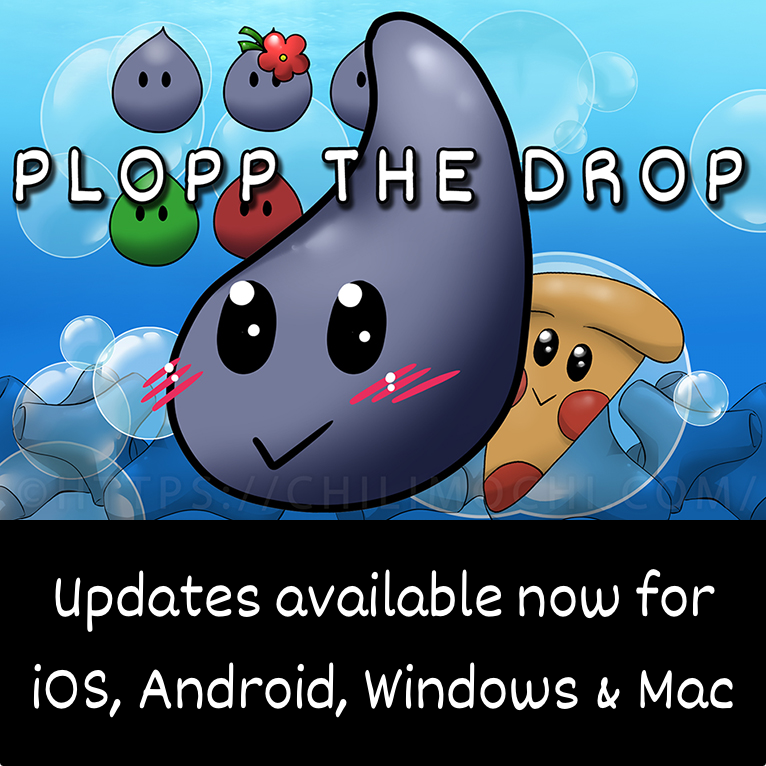 Plopp the Drop updates available now: • iOS: improved support for newer iOS versions • Android, Win/Mac: clothing settings kept being reset (fixed) • Win/Mac: GameJolt UI now supports keyboard/controller navigation chilimochi.com/plopp-the-drop #indiegame #indiedev #gamedev