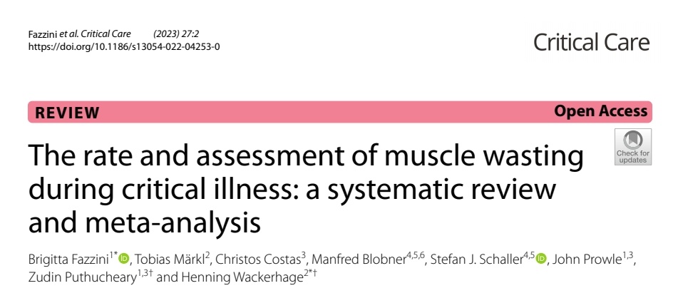 🔥 Hot of the press. The rate and assessment of muscle wasting during critical illness: a systemic review and meta-analysis <a href="/Zudin_P/">Zudin</a>
@DrStefan2 
Link for reading ⬇️ ccforum.biomedcentral.com/articles/10.11…