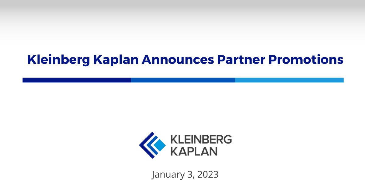 KleinbergKaplan's tweet photo. Congratulations to Moshe Segal and Derek Stueben on their well-deserved promotions to partner! https://t.co/ZuKOH0qCSk https://t.co/gpJTE9YRQz