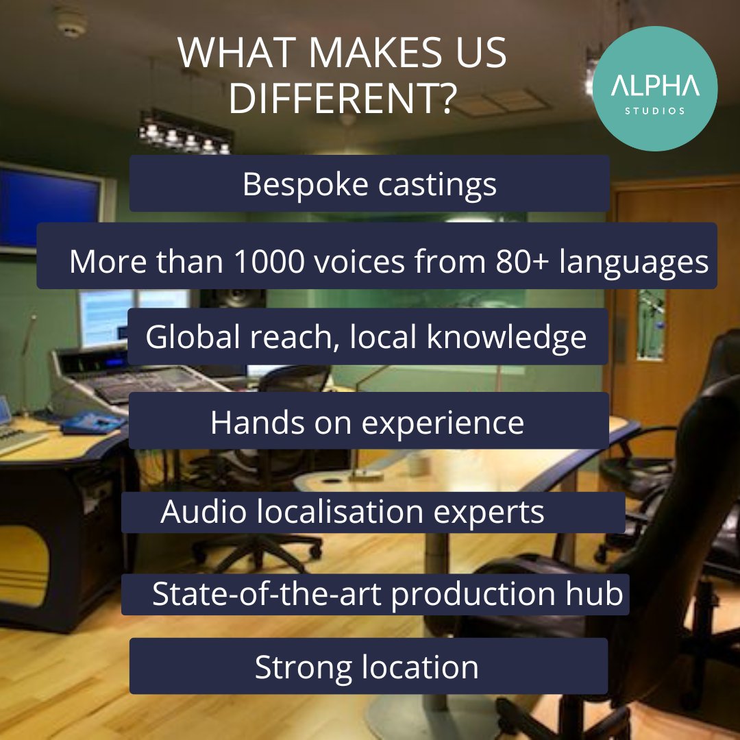 Our #recordingstudios, located in central London, have state-of-the-art kit ready to assist with every type of project. Having worked on 8000+ projects, delivering bespoke #castings, top-notch #voiceover & #localized #audiovisual content for our clients, we’ve got you covered!