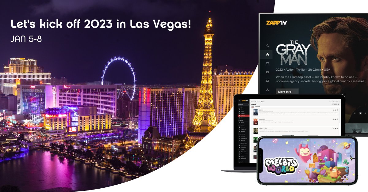 Zappware's tweet photo. Let's kick off 2023 in Las Vegas 🌆
Meet our team at the Venetian hotel and learn how to win and retain customer loyalty while maintaining control of the #userexperience. Book a demo of our Entertainment Control Center (ECC): https://t.co/UwExrNs2jB
#SmartTV #AndroidTV #CES2023 https://t.co/Z96rLZBtzS