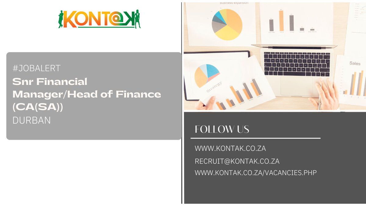 Snr Financial Manager/Head of Finance (CA(SA)) JB2674
Durban
Negotiable

For full JD & to apply online kontak.co.za/vacancies.php 

#jobs #career #employment #jobopportunity #work #financial  #financedirector #director #CASA #charteredaccountant #CFO #headoffinance