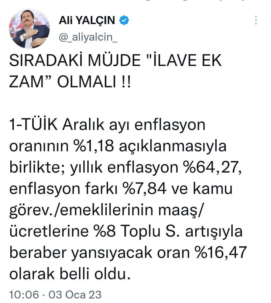 Müjdeyi aldık. Sen de memnun musun? <a href="/_aliyalcin_/">Ali YALÇIN</a> 
#aliyalçın #enflasyon