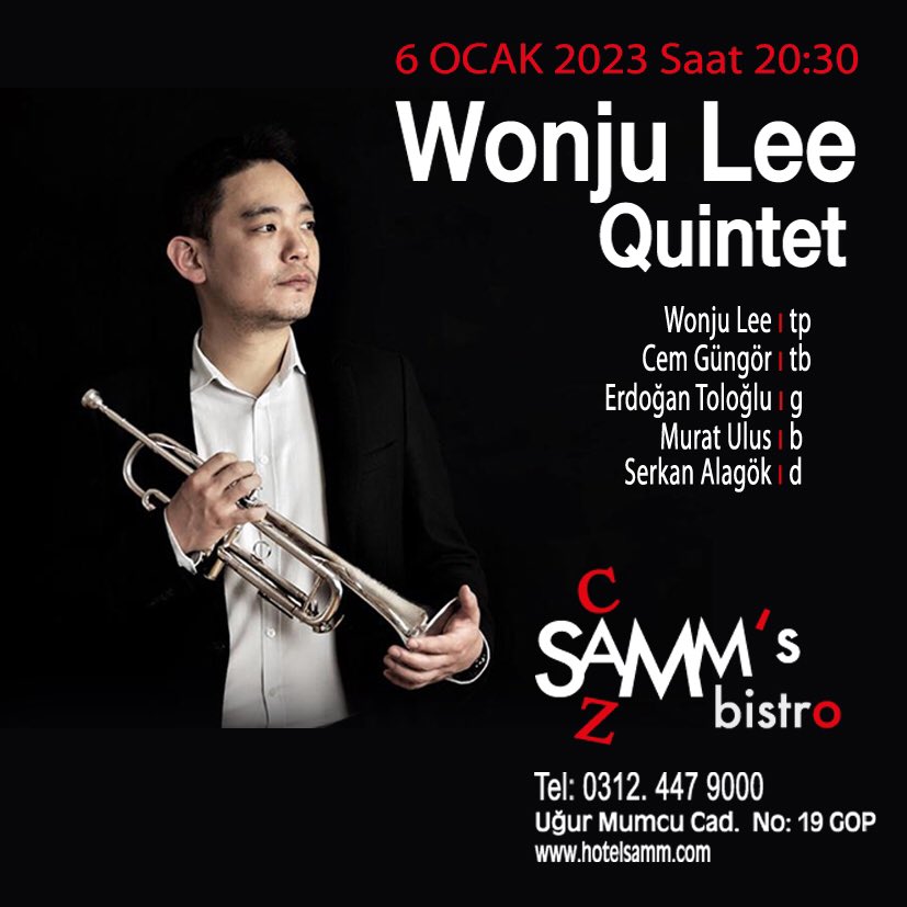 Worju Lee Quintet 6 Ocak Cuma akşamı <a href="/sammsbistro/">SAMM's bistro</a> da.