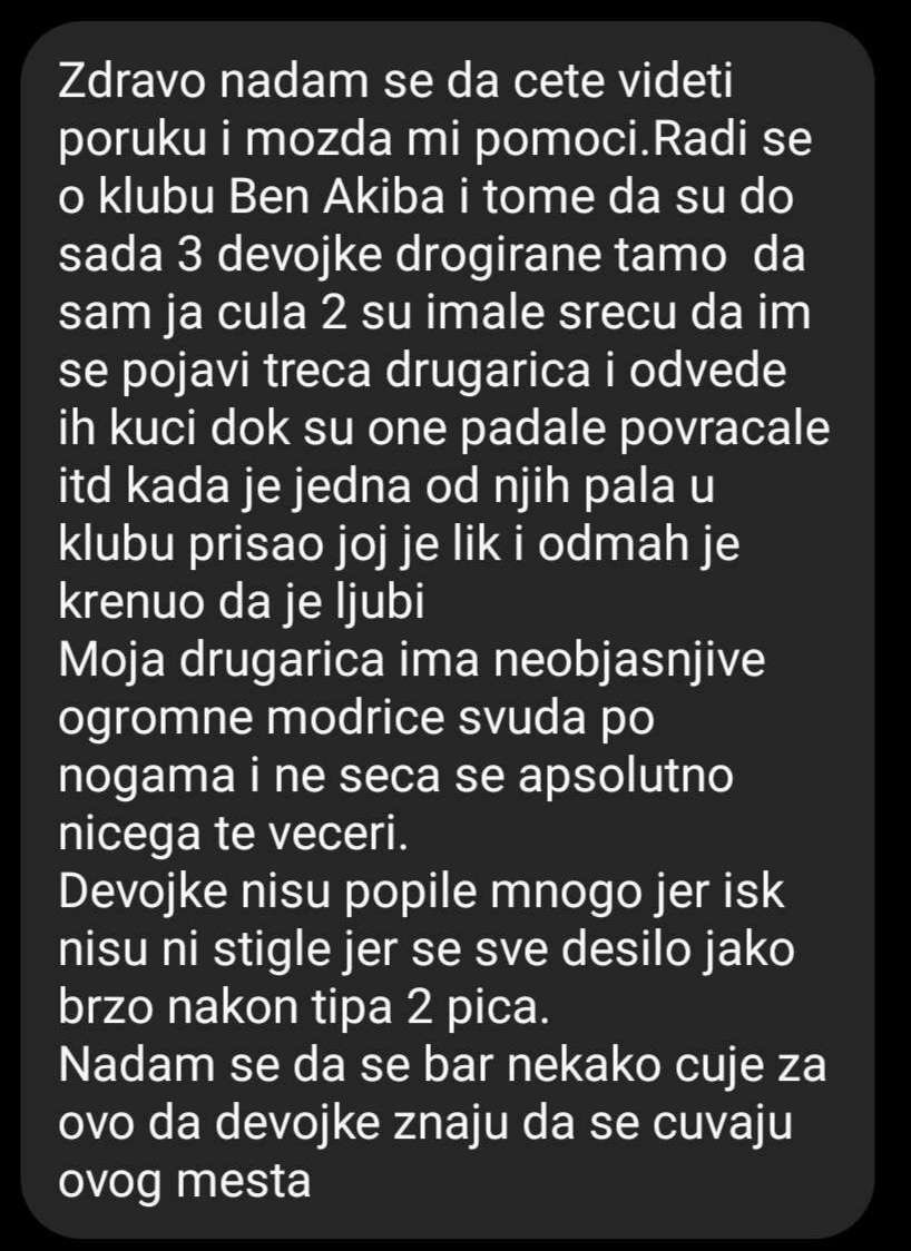 ZSolidarnost's tweet image. OPREZ❗️Slučajevi sipanja droge u piće u Ben Akiba klubu u Beogradu❗️