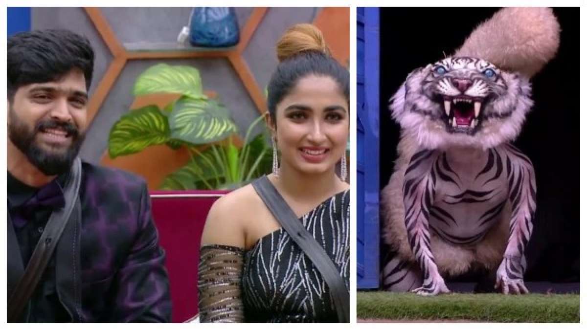 ciniadda's tweet photo. via @ciniadda :  Bigg Boss Kannada 9: Roopesh Shetty Dresses Up In Tiger Costume, Says ‘Who Is Sanya Andre’ While Eating Fish https://t.co/SknO3ZK1q0 ಫಾಲೋ @ciniadda ಸಿನಿಮಾ ಅಪ್ಡೇಟ್ಸ್ https://t.co/Rdhzt6lbYr