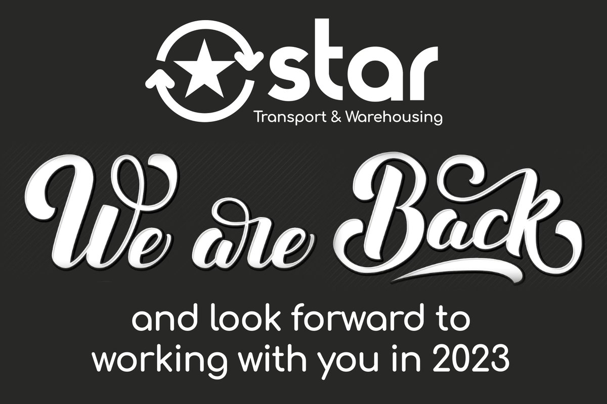 ⭐ Star Transport are looking forward to working with you in 2023

📧  info@star-transport.co.uk    
☎️ 01842 752603

#eastanglia #palletnetwork #transport #logistics #customerservice #warehousing #groupage #freight #transportation #supplychain #Palletforce #TeamPalletforce