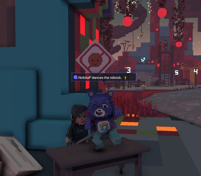 SchadenSolomon's tweet photo. @TheSandboxGame I found one of the "No smile allowed" signs in Elventown!😐 I participated in the #SeasonsGreetingsTSB challenge for a chance to win an NFT! https://t.co/Re1HMkfAU6
