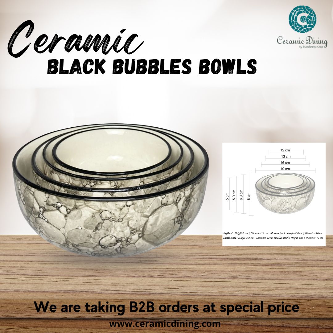 CeramicDining's tweet photo. Add an elegant touch to your dinnerware or tableware collection with our exquisitely ceramic handmade black bubbles handpainted serving bowls. 

👉We would like to update you that we are open for B2B orders. 

Check out our amazing collection at https://t.co/w9NGFg8RL3 https://t.co/D5tjIl2EEV