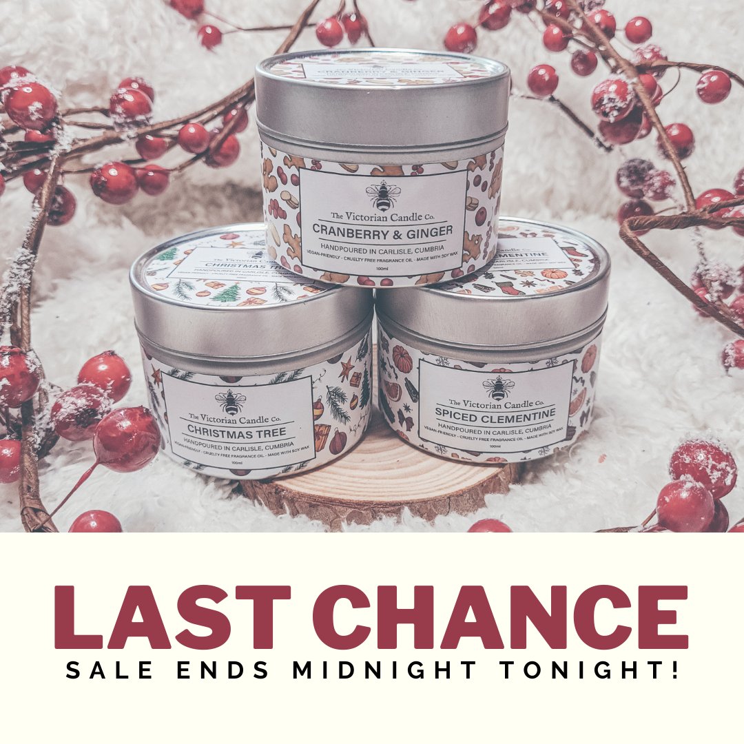 victorian_co's tweet photo. ⚠️ Our online sale ends at midnight TONIGHT! ⚠️

Be sure to stock up on your favourite festive scents, as they will be removed from our shop until next Christmas. 🕯️

Link in bio! 🔗 https://t.co/IBGJLhjMGt