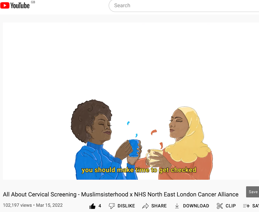 Our campaign video to encourage young Muslim women to attend #CervicalScreening has now reached over 100,000 views thanks to our work with Muslim Sisterhood. This is helping to save lives. Watch the video here: youtu.be/ie0AnarOwOo
#CervicalCancer #Cancer