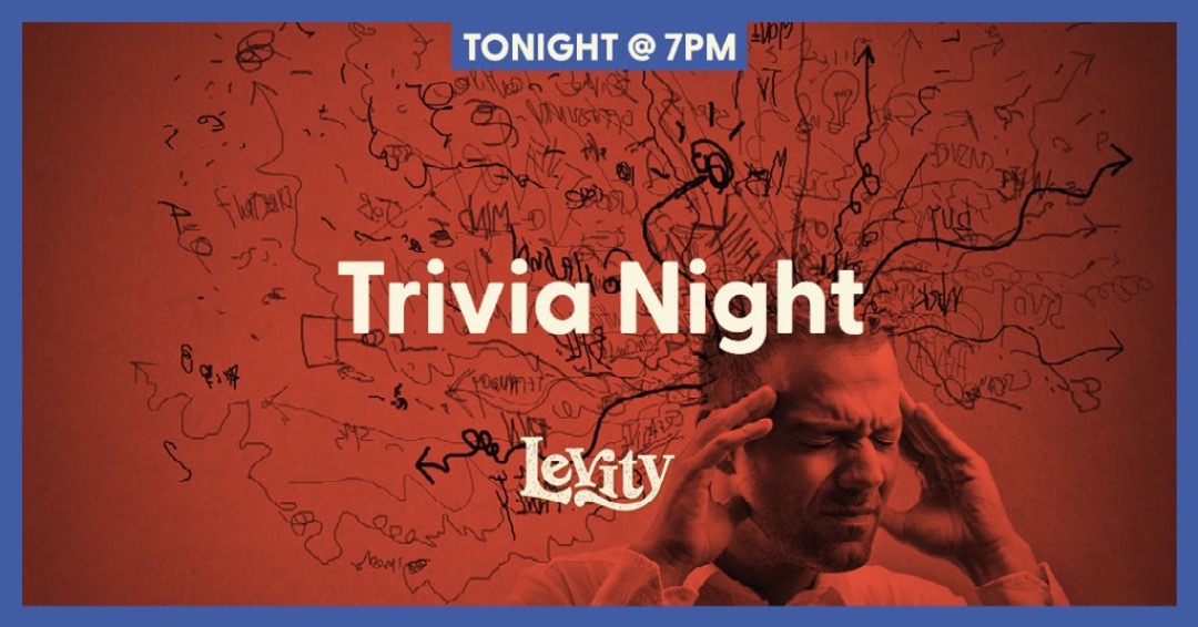 🧠 TONIGHT! 🧠  Trivia Night hosted by John Sokol

📲 For Take-Out: call (724) 427-5665 or order online at ow.ly/EWX650HmMyw
#TriviaTuesday #LevityBrewing #IndianaPA