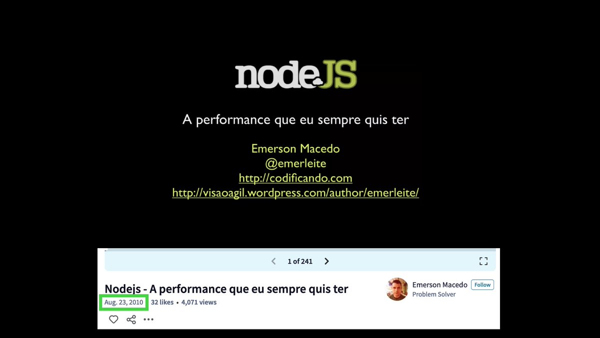 erickwendel_'s tweet photo. Como era a internet 13 anos atrás? O Node.js foi lançado em 2009 mas em 2010 já tinham brasileiros falando sobre 🤯

🧵/1

#nodejs #javascript #devstory #devhistory #techhistory #devtips #100day https://t.co/RIXi4vJWLO