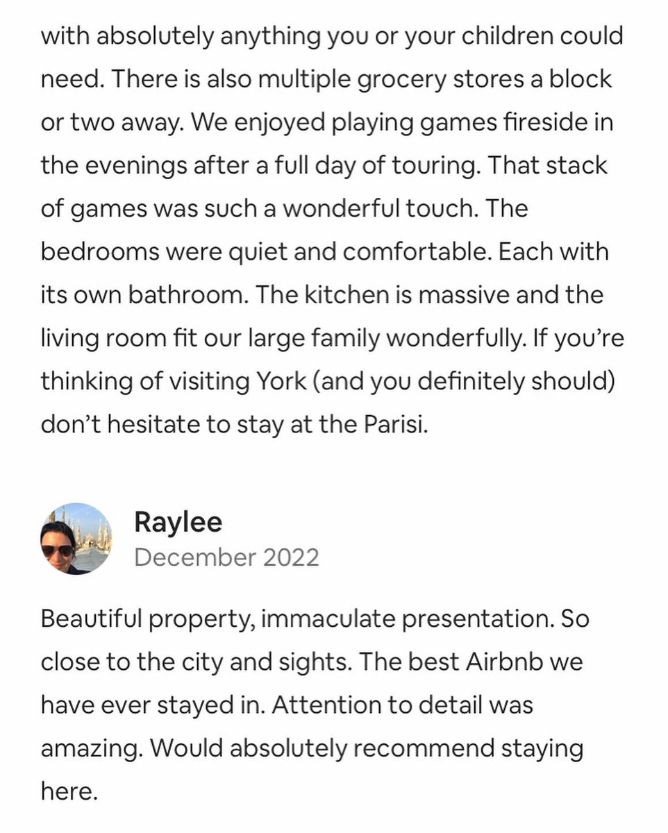 As the new year begins, we’ve been looking back at our first year of Parisi Townhouse reviews & just wanted to thank everyone who has stayed with us for all their amazing feedback, we couldn’t be happier to hear people have been enjoying the house as much as we hoped they might.