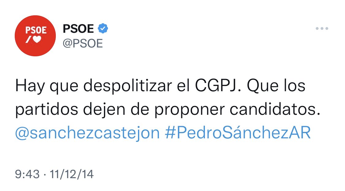 El PP ha presentado en el Congreso una Proposición de Ley para despolitizar la Justicia y que los jueces elijan a los jueces.

¿Qué votará el @PSOE? #RenovaciónCGPJ