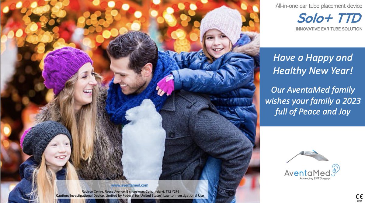 Have a Happy and Healthy New Year!
Our AventaMed family wishes your family a 2023 full of Peace and Joy
 
Follow AventaMed: LinkedIn, Instagram, Facebook, Twitter
aventamed.com
#eartubes #childrenshealth #orl #ear #surgicaltech #otorhinolaryngology #makeitsimple