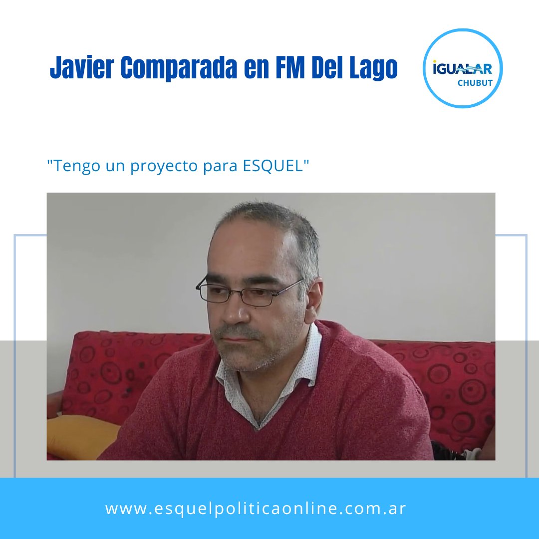 JavierComparad1's tweet photo. En una entrevista realizada en 105.5 FM Del Lago, Javier «Chino» Comparada expresó los lineamientos de su proyecto para hacer de Esquel, la ciudad que todos queremos.

Escuchá la entrevista completa: https://t.co/pUdE7yNdXC https://t.co/ZjZdiJxw9n