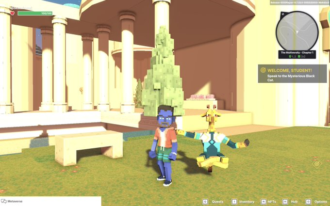 SchadenSolomon's tweet photo. @TheSandboxGame I found the peaceful Giraffe in The Multiversity! 🦒 I participated in the #SeasonsGreetingsTSB challenge for a chance to win an NFT! https://t.co/MgeQyXgWcH