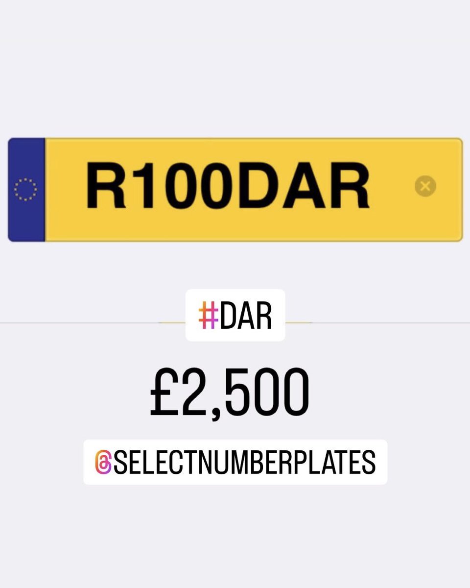 R100DAR for sale 
#Dar #Daren
#CherishedNumberPlate
#PrivateNumberPlate