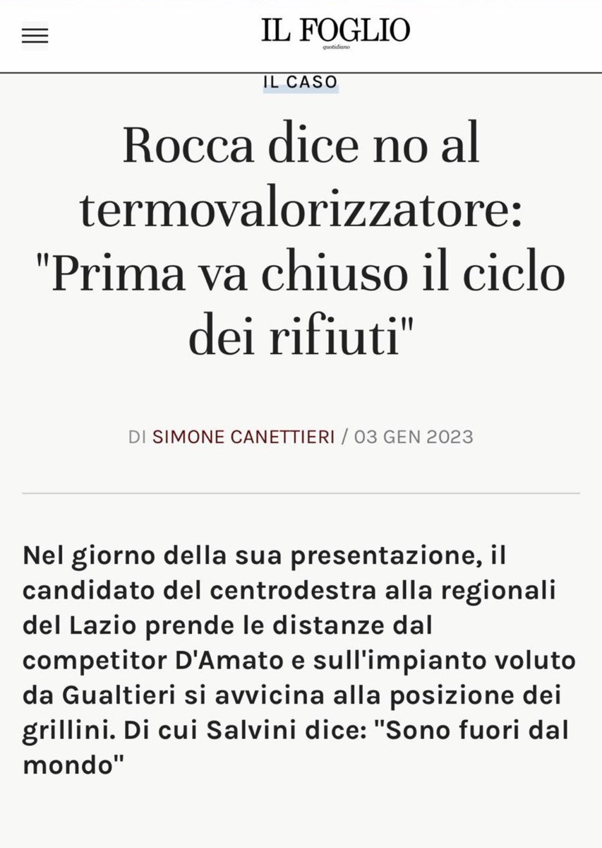 CarloCalenda's tweet photo. Direi che tutti i romani dotati di un minimo di cervello hanno un’ottima ragione per non votare Rocca alle elezioni del Lazio. Tra l’altro dimostra di essere un Michetti bis. Il Termovalorizzatore serve a chiudere il ciclo dei rifiuti. Votate ⁦@AlessioDAmato_⁩ https://t.co/jAL97afVmf