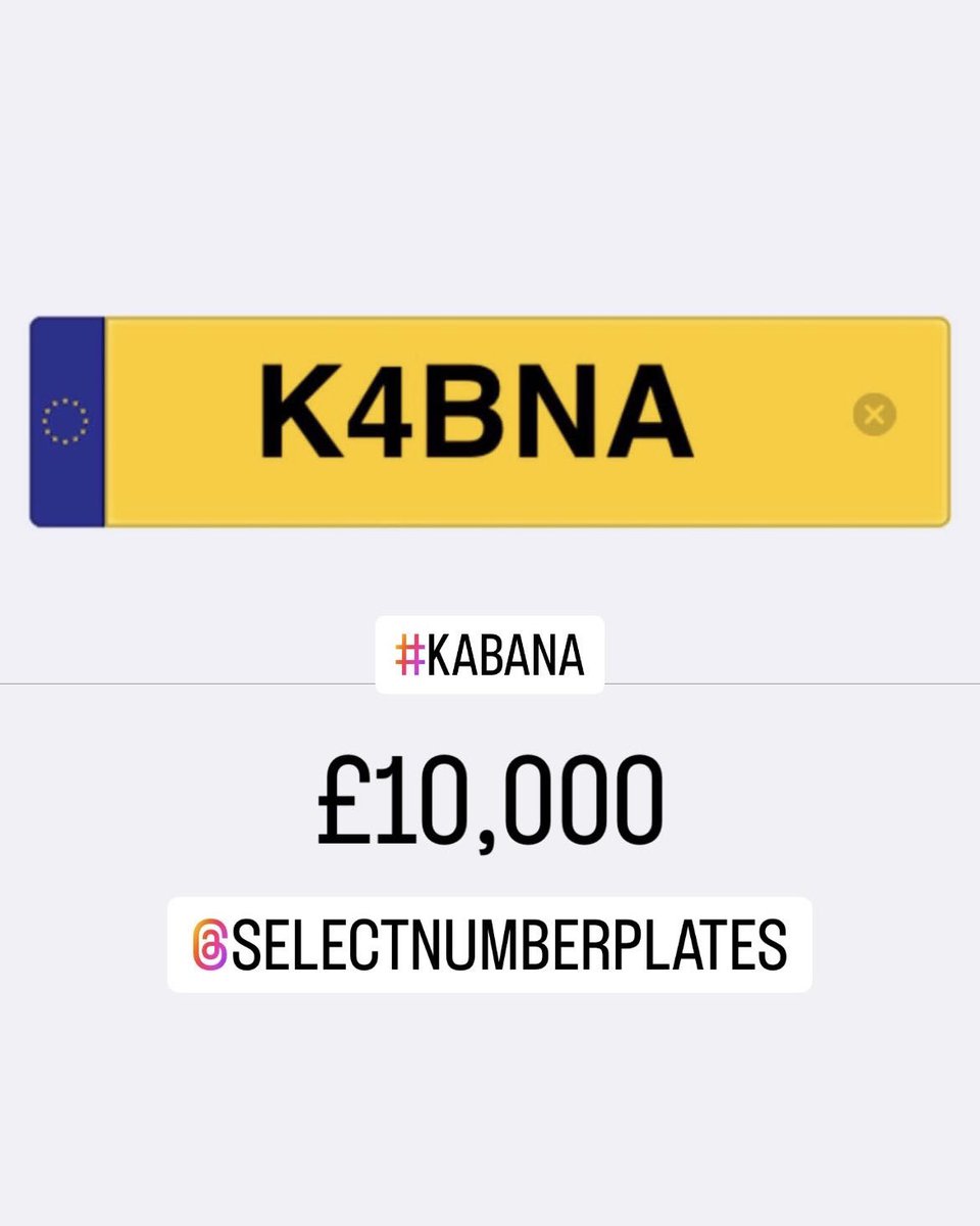 K4BNA for sale 
#Kabana #Cabana 
#CherishedNumberPlate
#PrivateNumberPlate