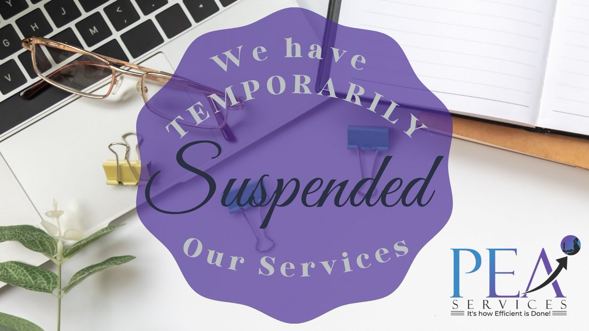 PEAServices's tweet photo. To our valued clientele it is with a heavy heart that we announce the temporary suspension of our #officemanagement & #adminservices we have undertaken a new initiative we wish to thank you it has been our absolute pleasure #organizationalprofessionals #adminsolutions #thankyou https://t.co/SOq5N9lW5d