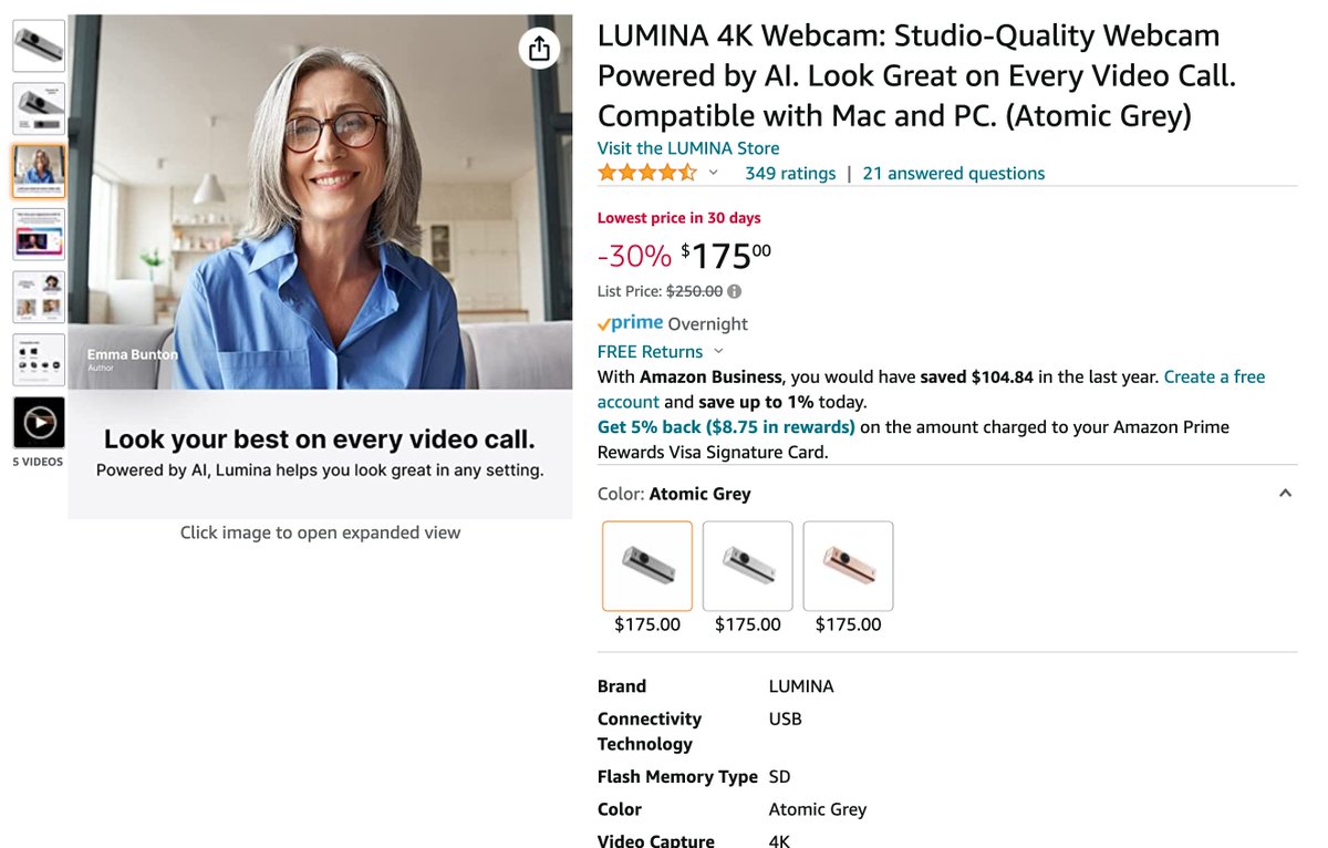 4/ Camera

Lumina 4k Cam

Both <a href="/BillDA/">Bill D'Alessandro</a> and I have used this for <a href="/acquanon/">Acquisitions Anonymous Podcast</a>.

Make sure you update the firmware.

(If you want to spend more: I've heard good things about the Opal C1 but never used it.)