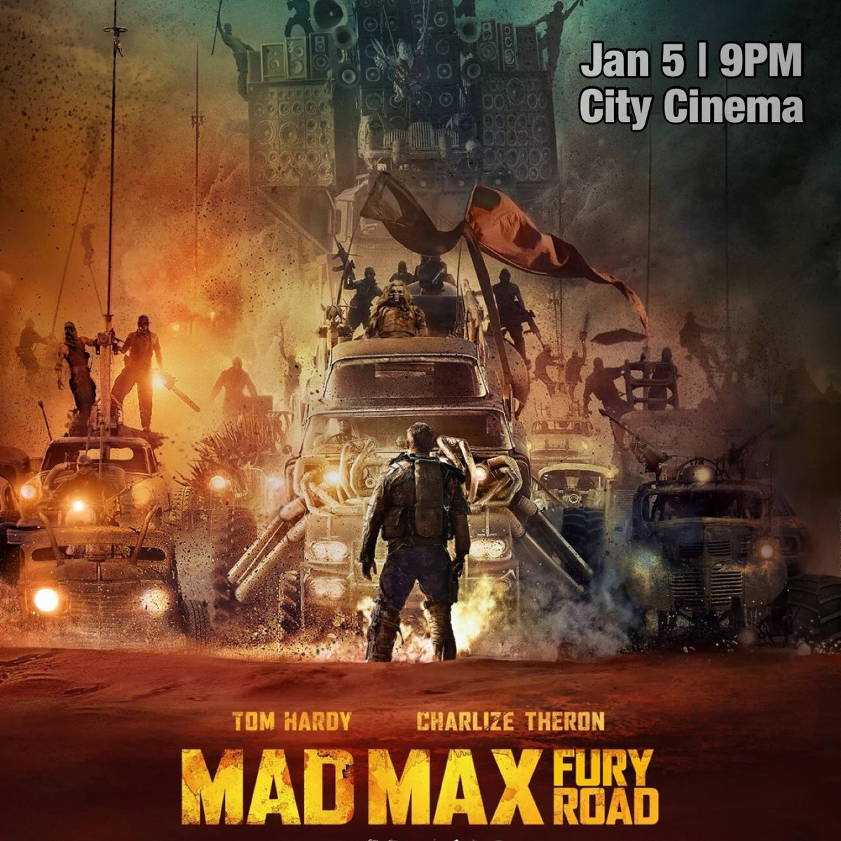 This Thursday (Jan 5), Mad Max Fury Road will be screened at <a href="/city_cinema/">City Cinema</a> 

Tickets online (bit.ly/3YsGYVh)

Max joins forces with Imperator Furiosa against cult leader Immortan Joe and his army.

Sponsored by The <a href="/hollywoodsuite/">Hollywood Suite</a>

<a href="/Downtown_Chtown/">Downtown Ch'town,PEI</a> #charlottwtown #pei