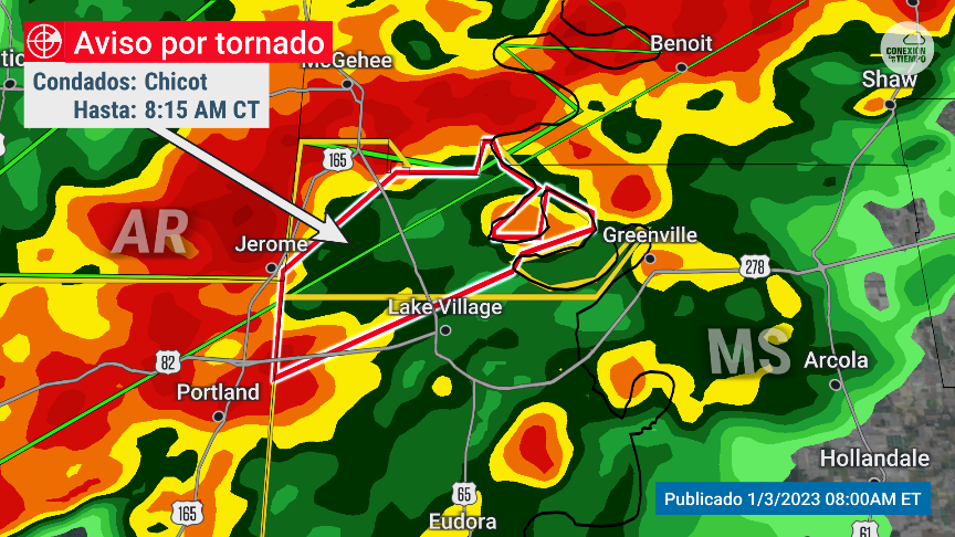 conexiontiempo's tweet photo. đšAviso por tornado en #Arkansas para el condado de #Chicot, hasta las 8:15 AM hora central.
#Tornado #LugarSeguro
MĂĄs informaciĂłn aquĂ đhttps://t.co/vV0LH8OyhR https://t.co/wtx1JcpV6Q